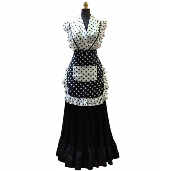 Conjunto Delantal Flamenco Viscosa negro blanco f5