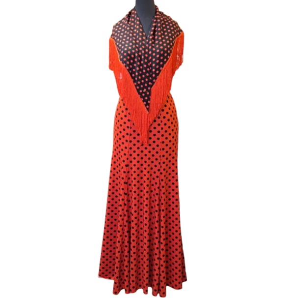 Conjunto falda roja lunares negros f2