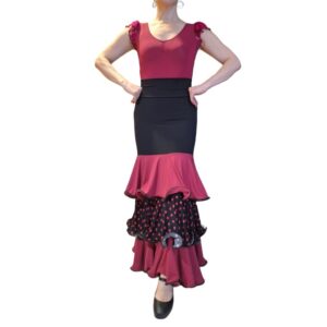Conjunto falda y body guinda