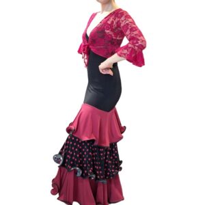 Conjunto falda y bolero guinda