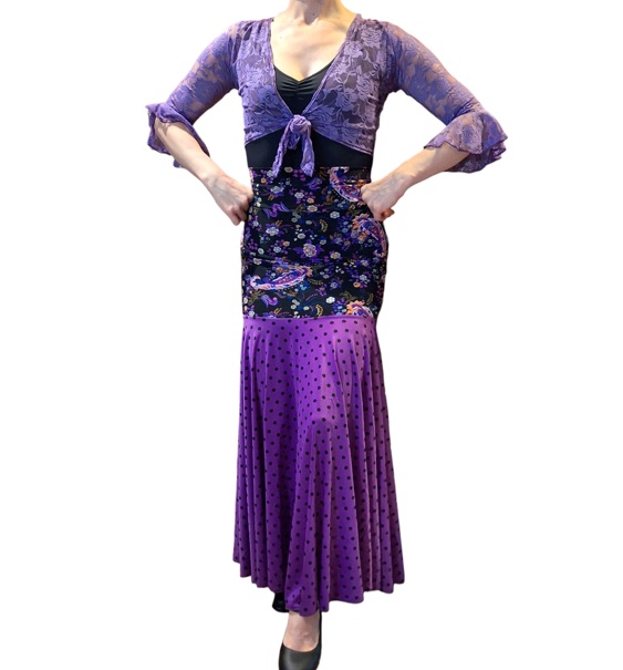 Conjunto falda y bolero lila f1