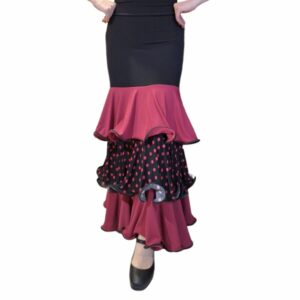 k) Falda de flamenco 3 volantes – Guinda