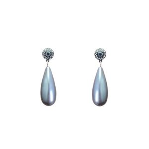 Aro gota gris plata (5,5 cm)