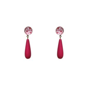 Aro Gota fucsia-blanco Pasador (5 cm)