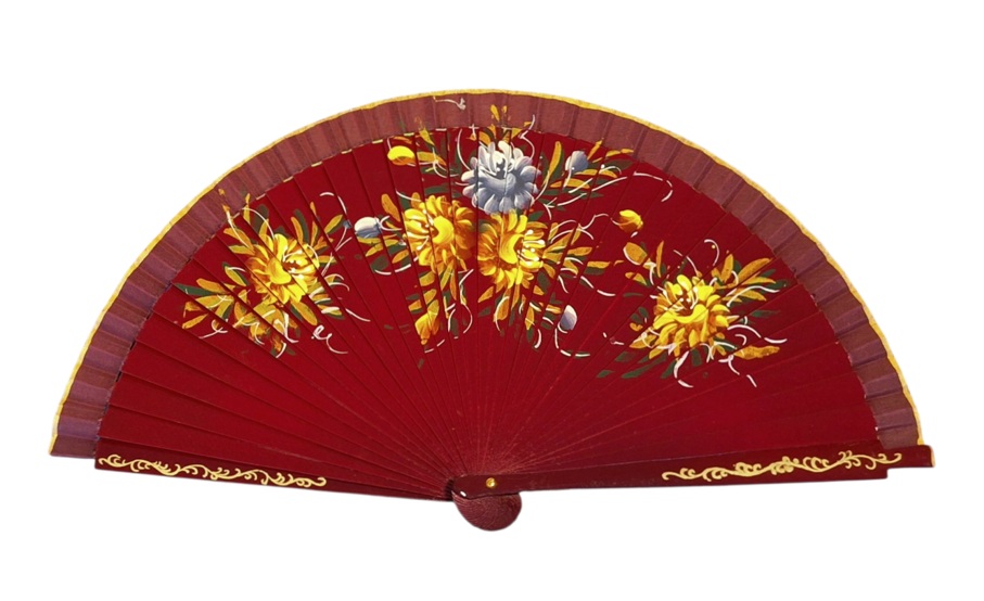 AI201G abanico chile pintado granate flores