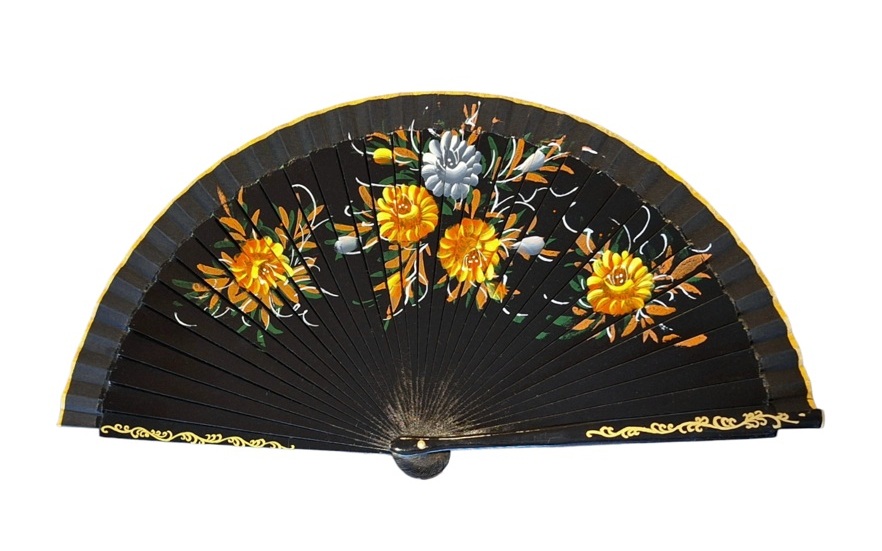 AI201NO abanico chile pintado negro oro