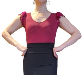 Body flamenco volante encaje en hombro