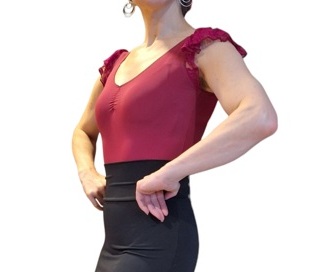 Body minivolantes encaje guinda f2