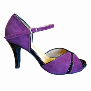 8) Zapatos de Tango Ribete – Gamuza morada/charol negro