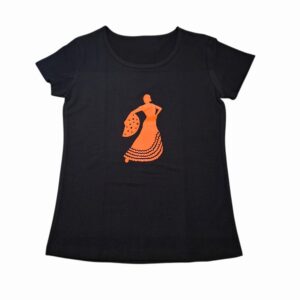 b) Polera negra algodón elasticado bailaora abanico