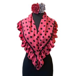 Punta con Volantes gasa fucsia lunares negros