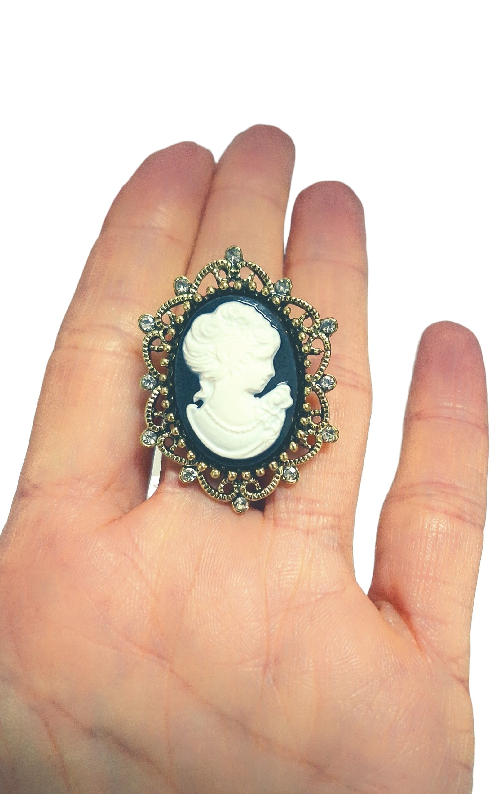 Prendedor broche camafeo negro f3 LIV