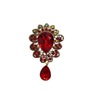 z. Prendedor grande gota rojo-oro